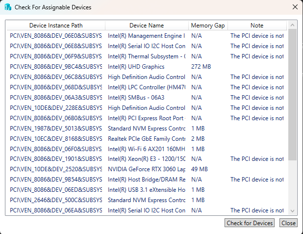 Check for Assignable Device